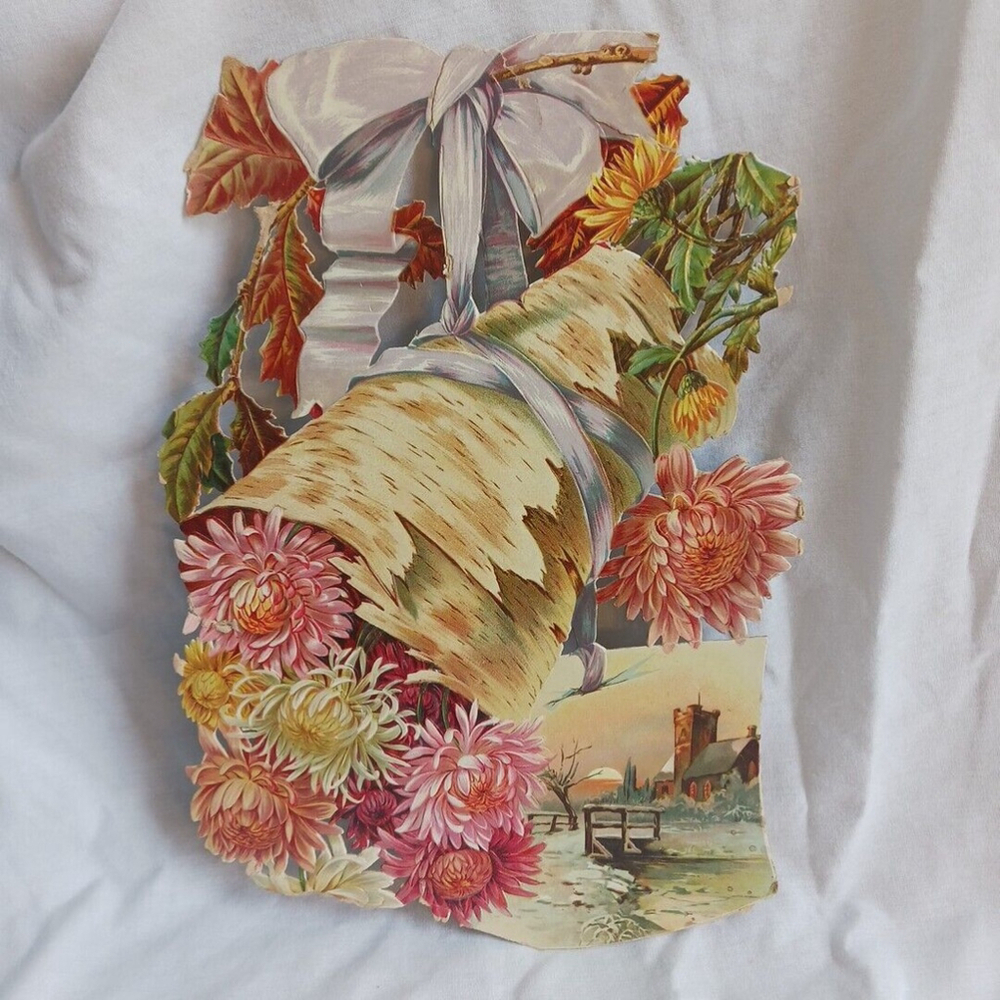 Victorian Greeting Card 1905 Chrysanthemums Bouquet